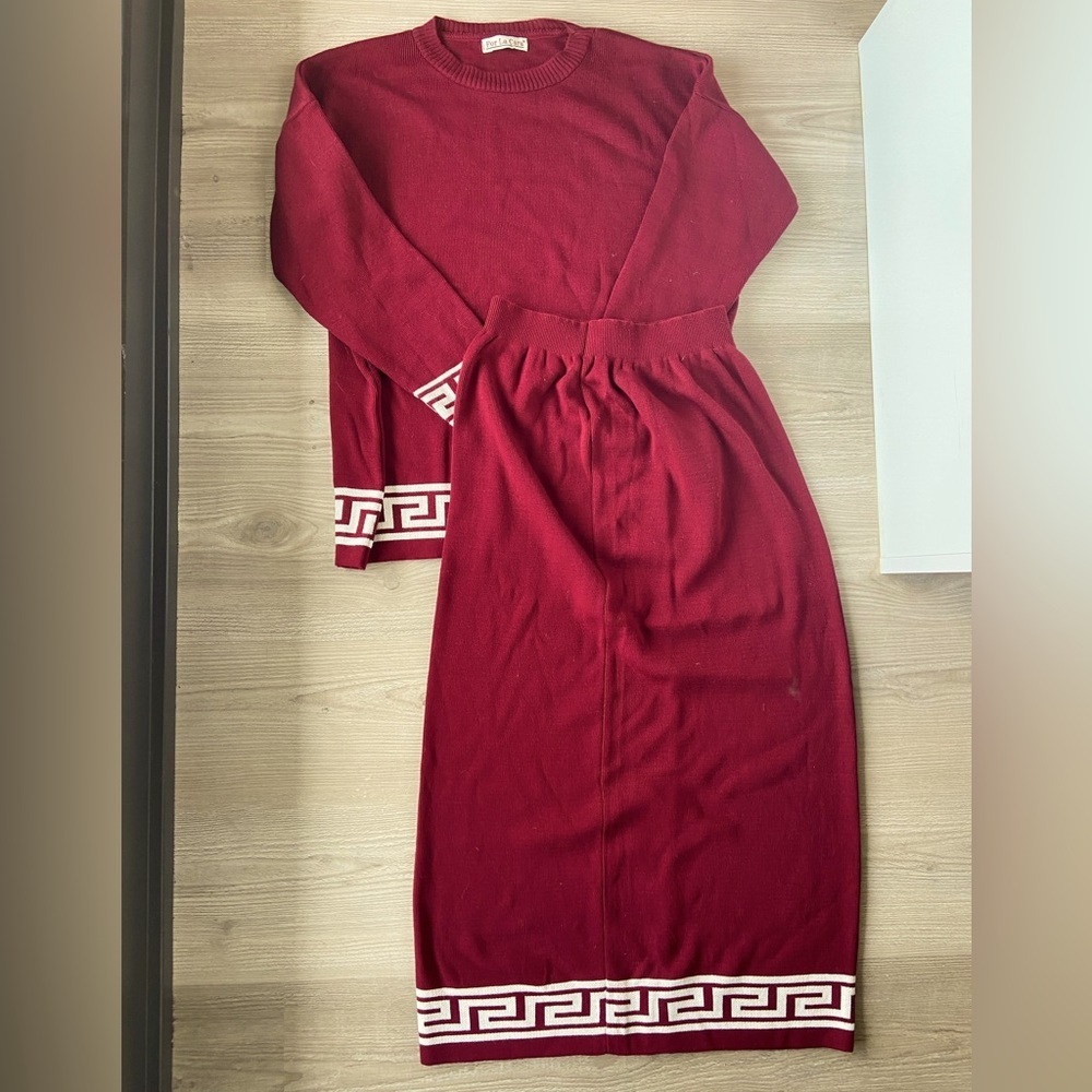 Por La Cara Vintage Sweater and skirt set - Picture 1 of 12